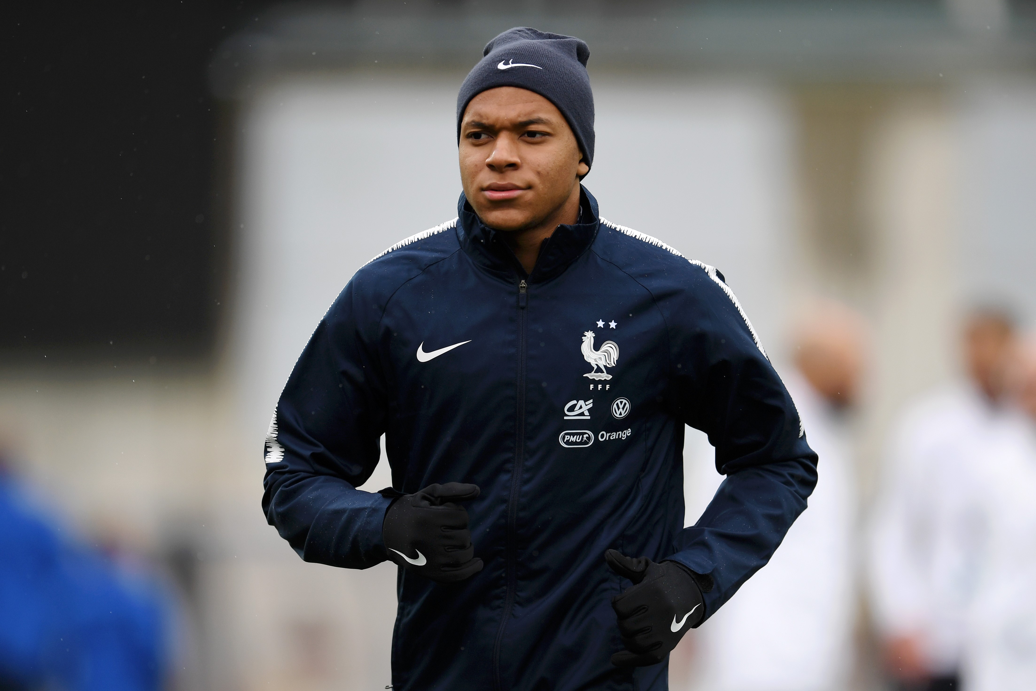 Kylian Mbappé lors d'un entraînement avec l'équipe de France