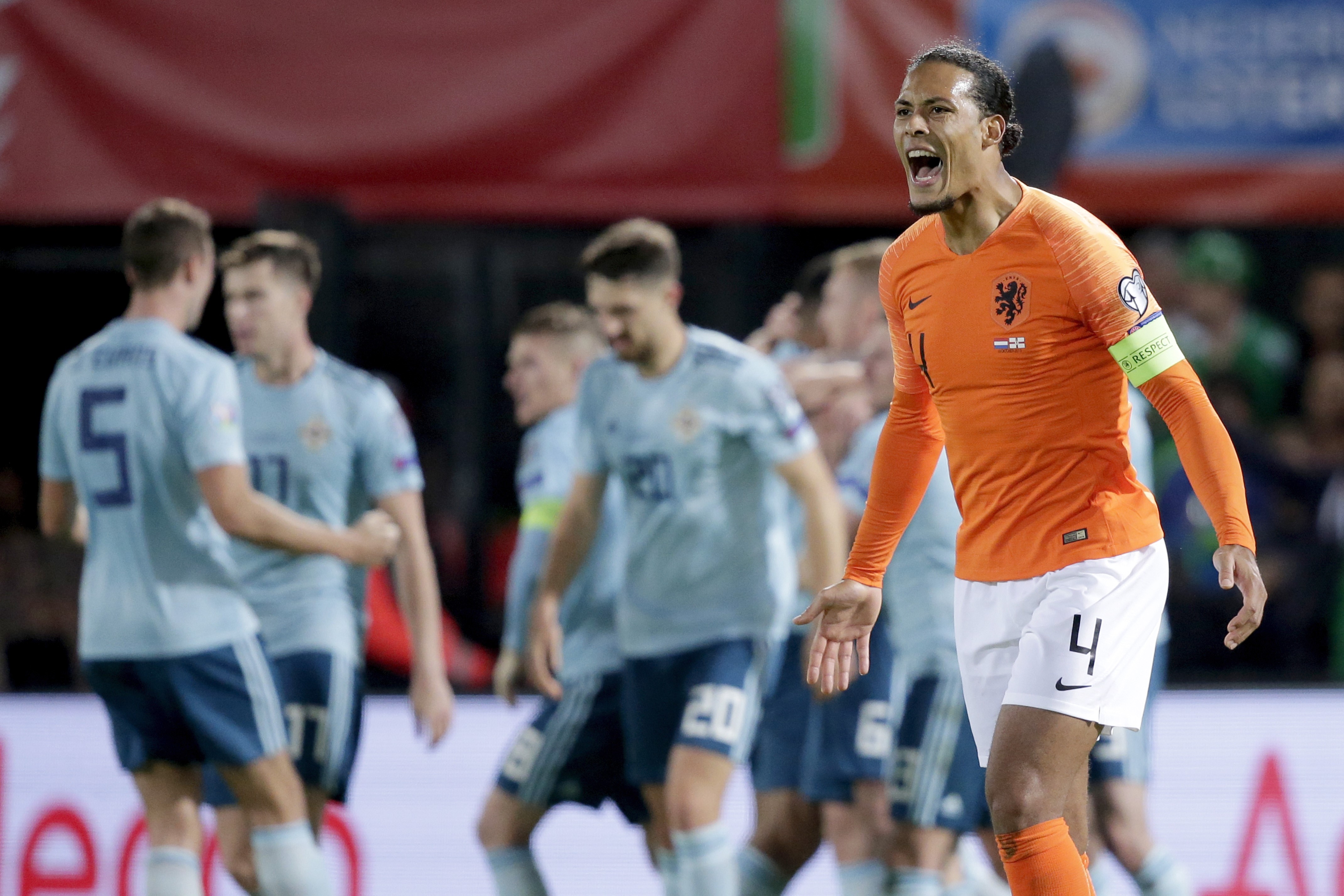 Virgil van Dijk of Holland during the EURO Qualifier match between Holland v Northern Ireland at the Feijenoord Stadium on October 10, 2019