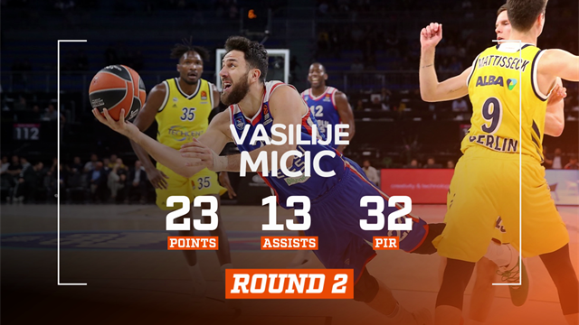 Vasilije Micic è l'MVP della 2a giornata di Eurolega: 23 punti e 13 assist contro l'Alba Berlino Vasilije Micic è l'MVP della 2a giornata di Eurolega: 23 punti e 13 assist contro l'Alba Berlino