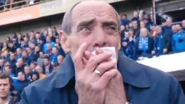 Фанаты «Брюгге» трогательно поздравили легенду клуба с 75-летием – дедушка не сдержал слез