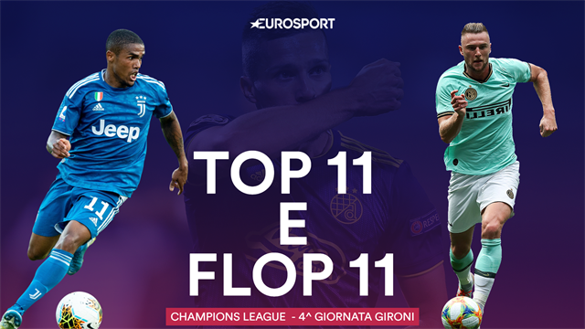 Da Douglas Costa a Skriniar: la Top 11 e la Flop 11 della quarta giornata di Champions League Da Douglas Costa a Skriniar: la Top 11 e la Flop 11 della quarta giornata di Champions League
