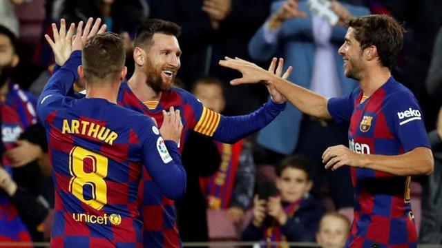 4-1. Messi decide con un triplete a balón parado
