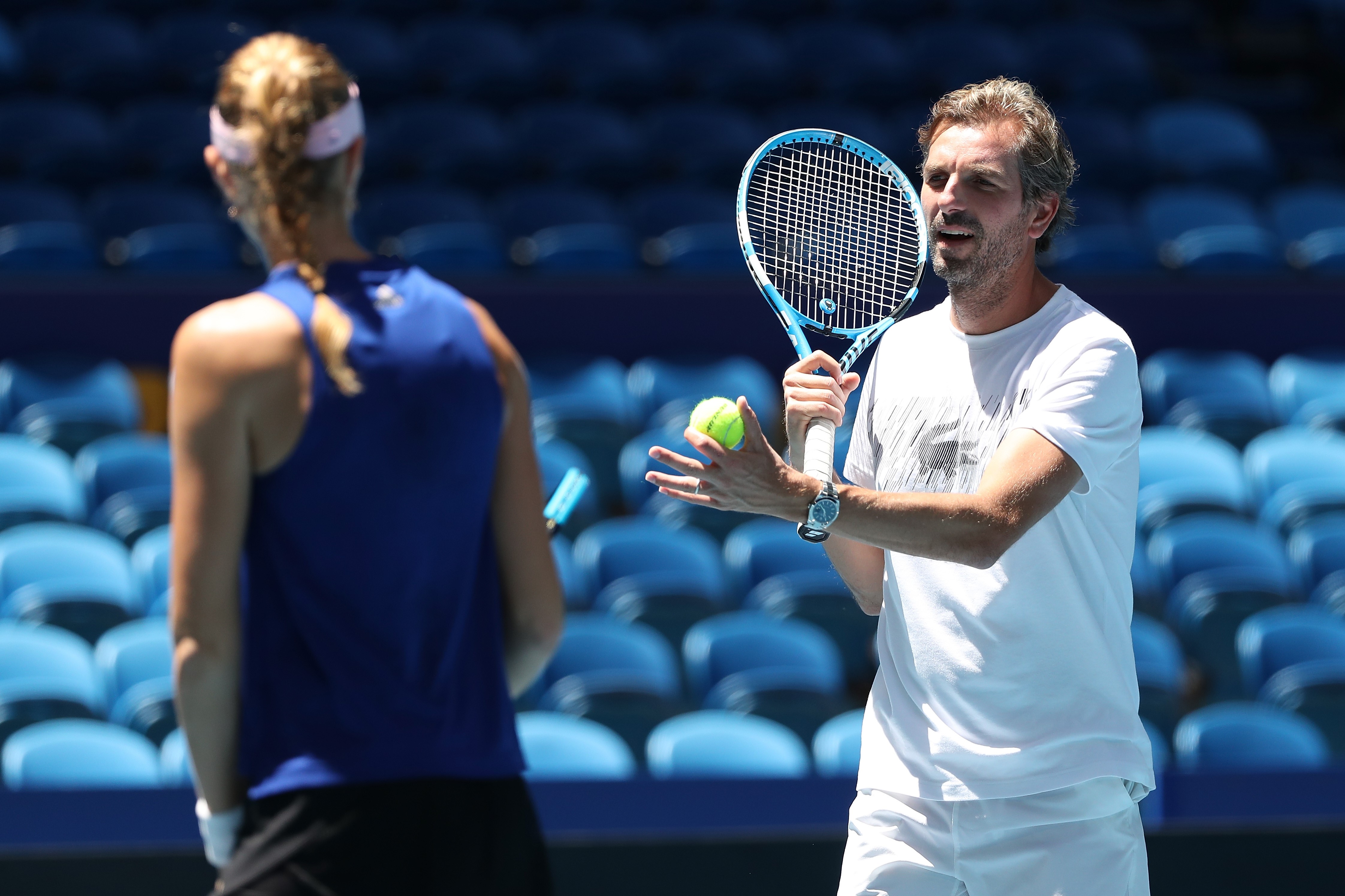 Julien Benneteau et Kristina Mladenovic avant la finale de la Fed Cup 2019 à Perth