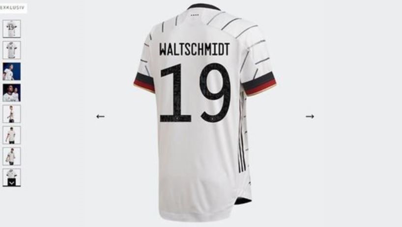 Luca Waldschmidts Name war auf der adidas-Seite auch falsch (Screenshot)
