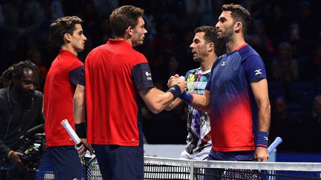 Les temps forts de la victoire de Mahut et Herbert face à Rojer et Tecau Les temps forts de la victoire de Mahut et Herbert face à Rojer et Tecau