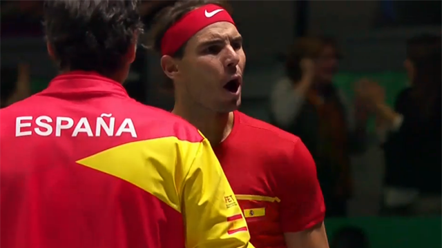 'It's bouncing!' - Nadal and fans go wild after Spain win first set 'It's bouncing!' - Nadal and fans go wild after Spain win first set