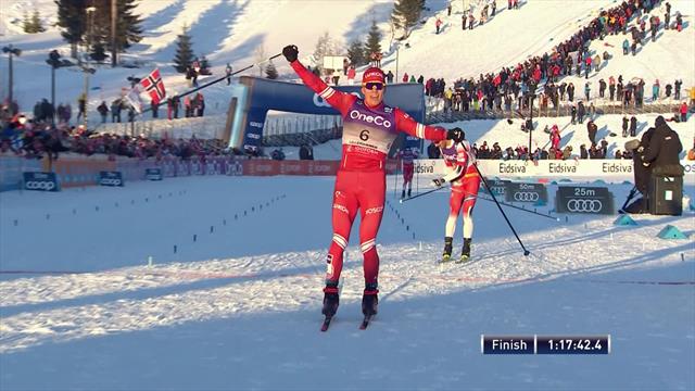 Bolshunov irrésistible dans le final de la double poursuite Bolshunov irrésistible dans le final de la double poursuite