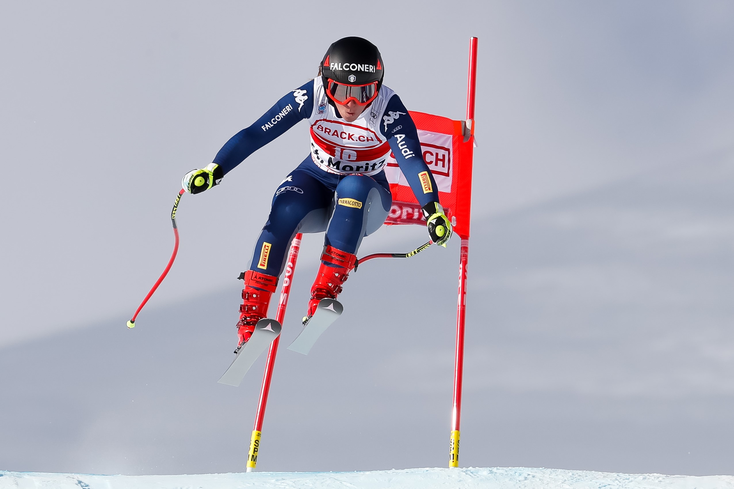 Sofia Goggia of Italy competes during the Audi FIS Alpine Ski World Cup Women's Super G on December 14, 2019 in St Moritz Switzerland