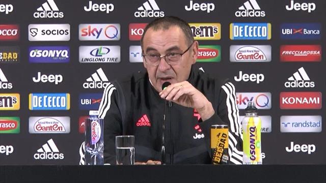 Sarri: "Tridente Ronaldo-Higuain-Dybala? Solo a certe condizioni. Ronaldo in crescita, Emre deluso" Sarri: "Tridente Ronaldo-Higuain-Dybala? Solo a certe condizioni. Ronaldo in crescita, Emre deluso"