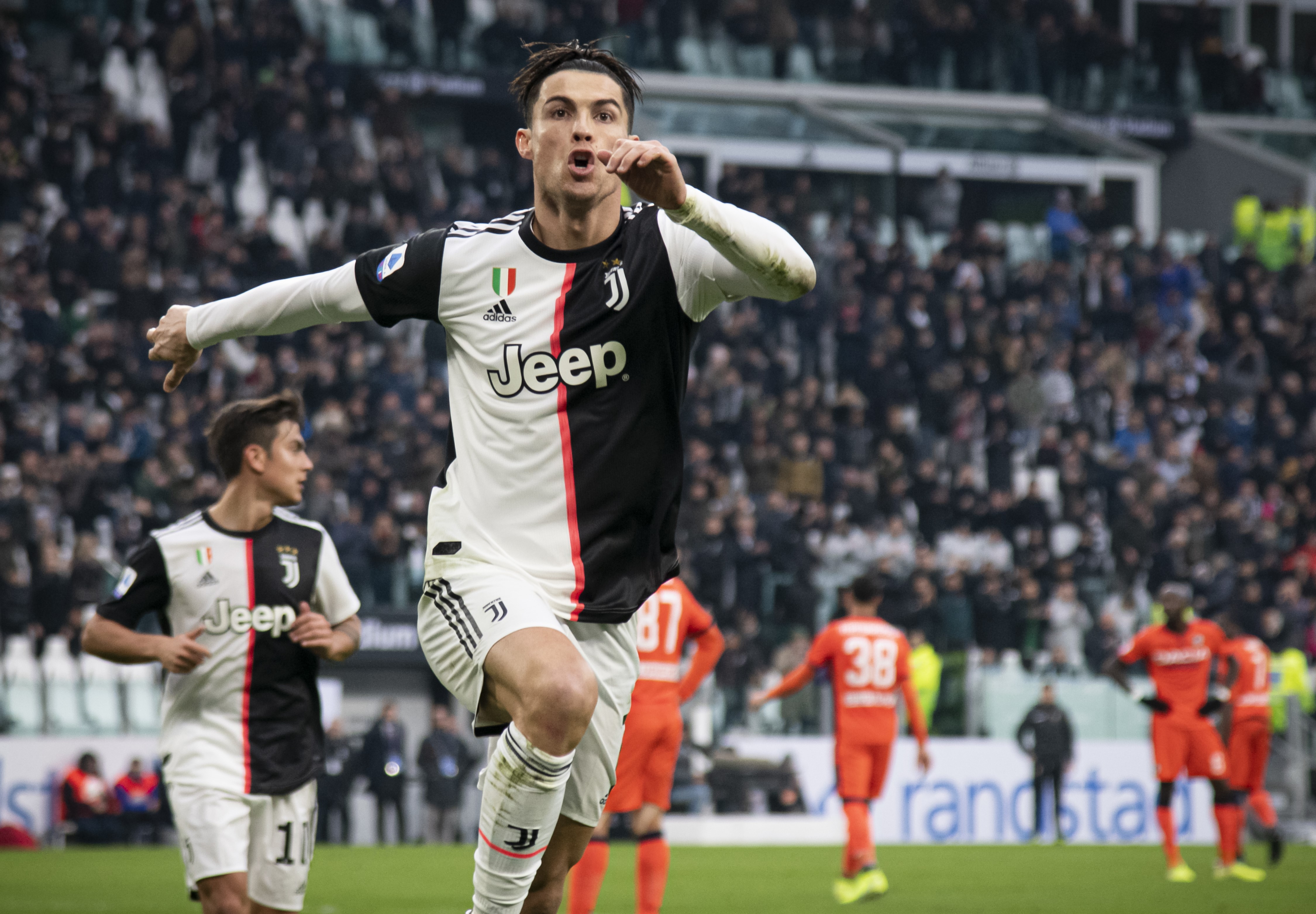 Cristiano Ronaldo esulta per la doppietta all'Udinese, Juventus-Udinese, Getty Images