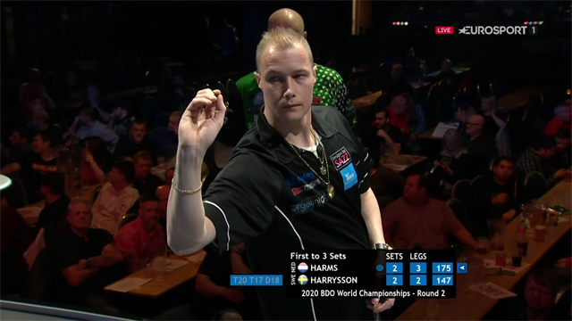 BDO World Championship | Harms verslaat Harrysson en gaat door naar de achtste finales BDO World Championship | Harms verslaat Harrysson en gaat door naar de achtste finales