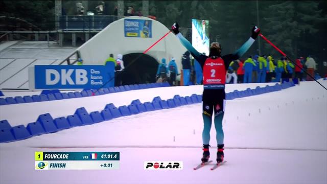 Highlights: Fourcade takes yellow bib with mass start victory Highlights: Fourcade takes yellow bib with mass start victory