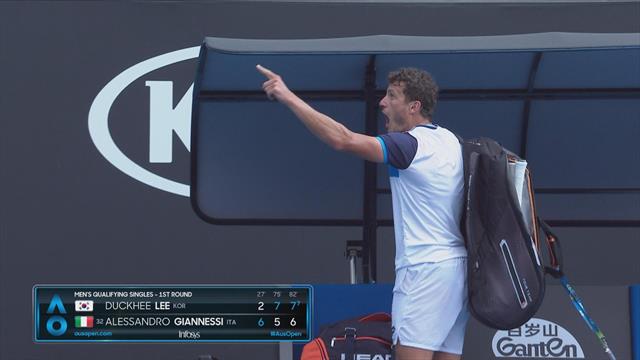 Open Australia 2020: Giannessi monta en cólera tras perder después de un parón médico del rival Open Australia 2020: Giannessi monta en cólera tras perder después de un parón médico del rival