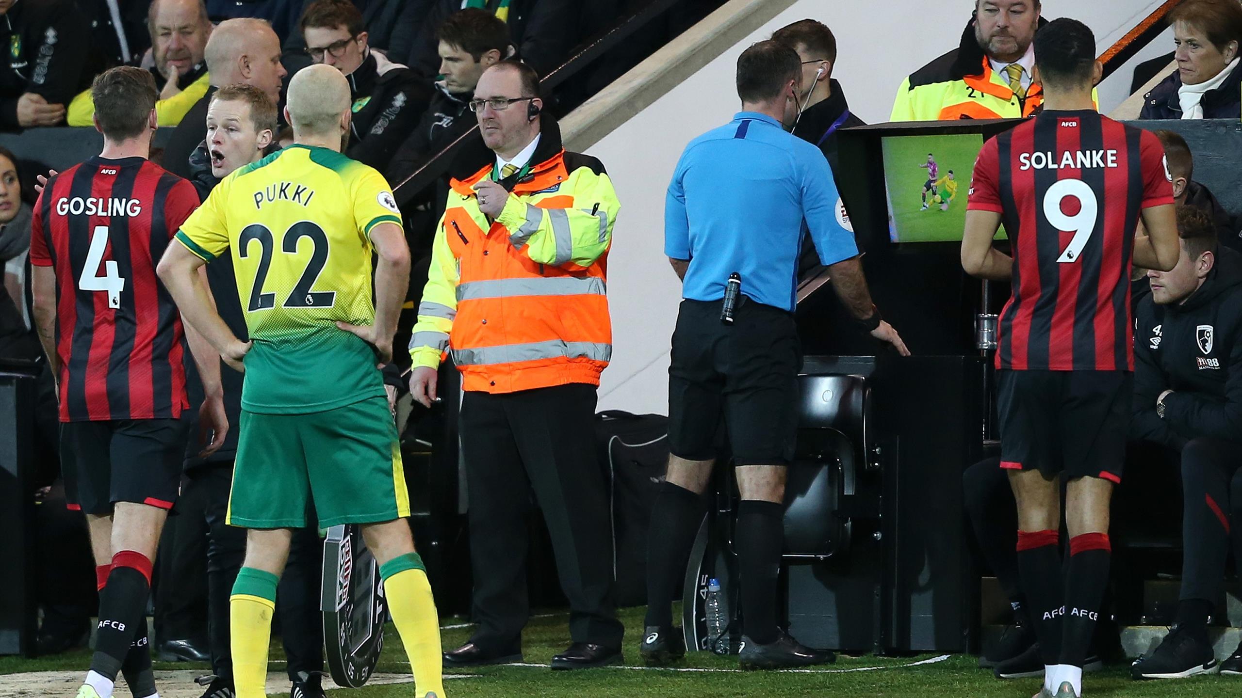 Norwich log crucial win over Bournemouth despite pitchside VAR red card