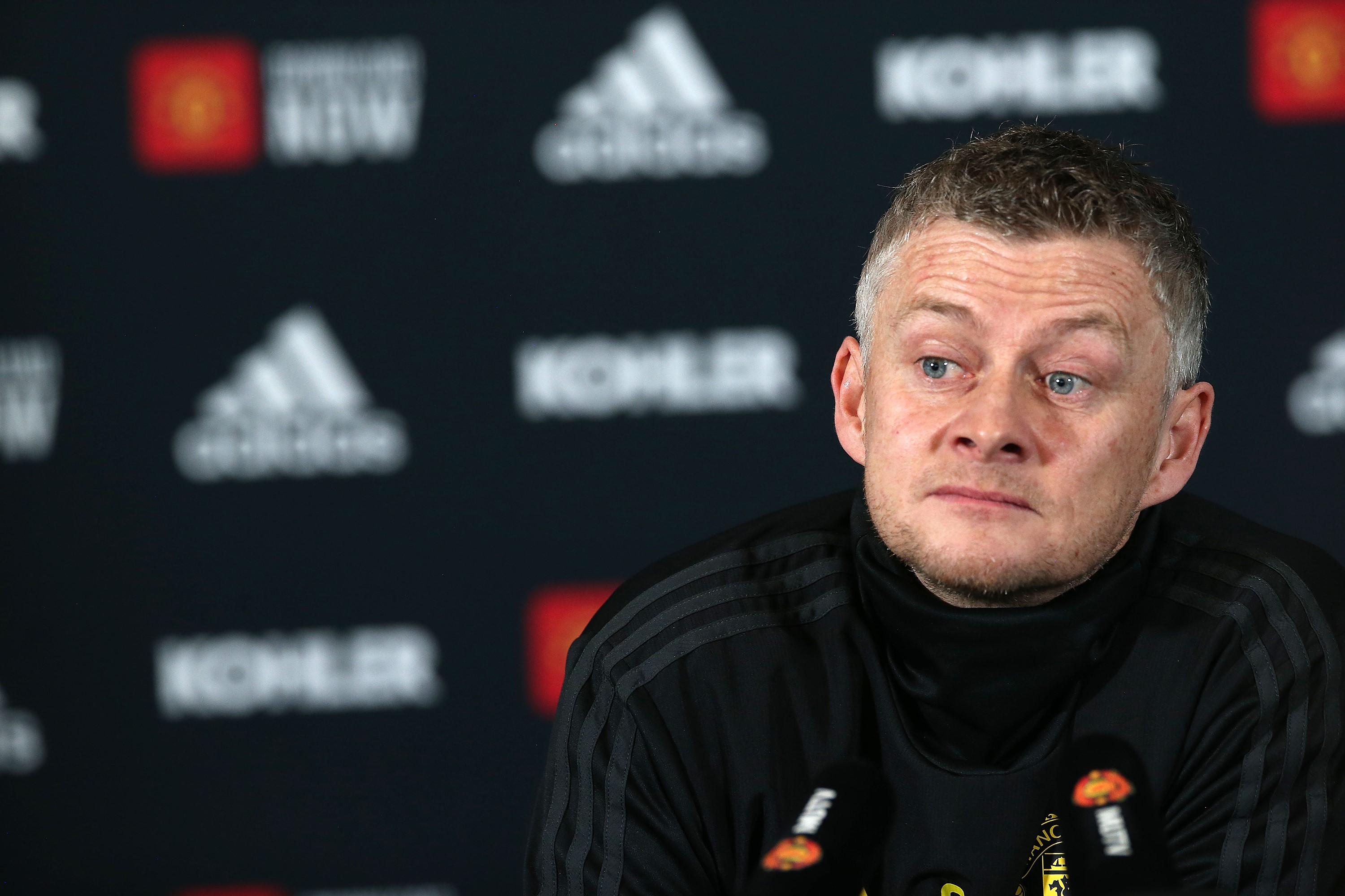 Manager Ole Gunnar Solskjaer of Manchester United speaks