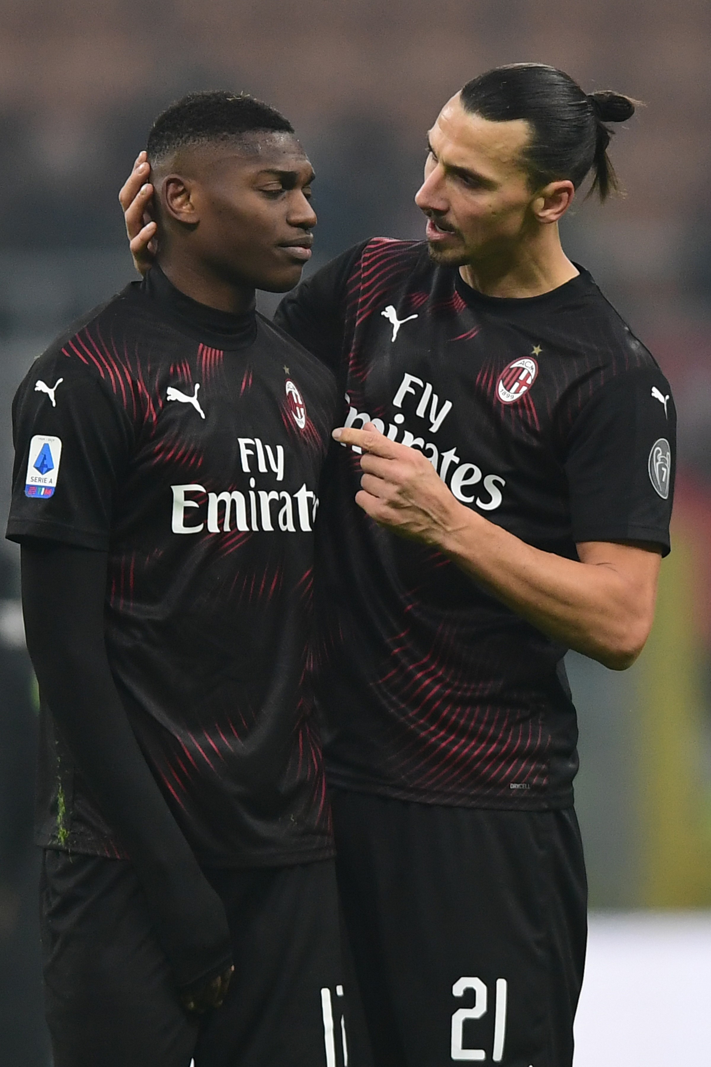 Zlatan Ibrahimovic with Rafael Leao