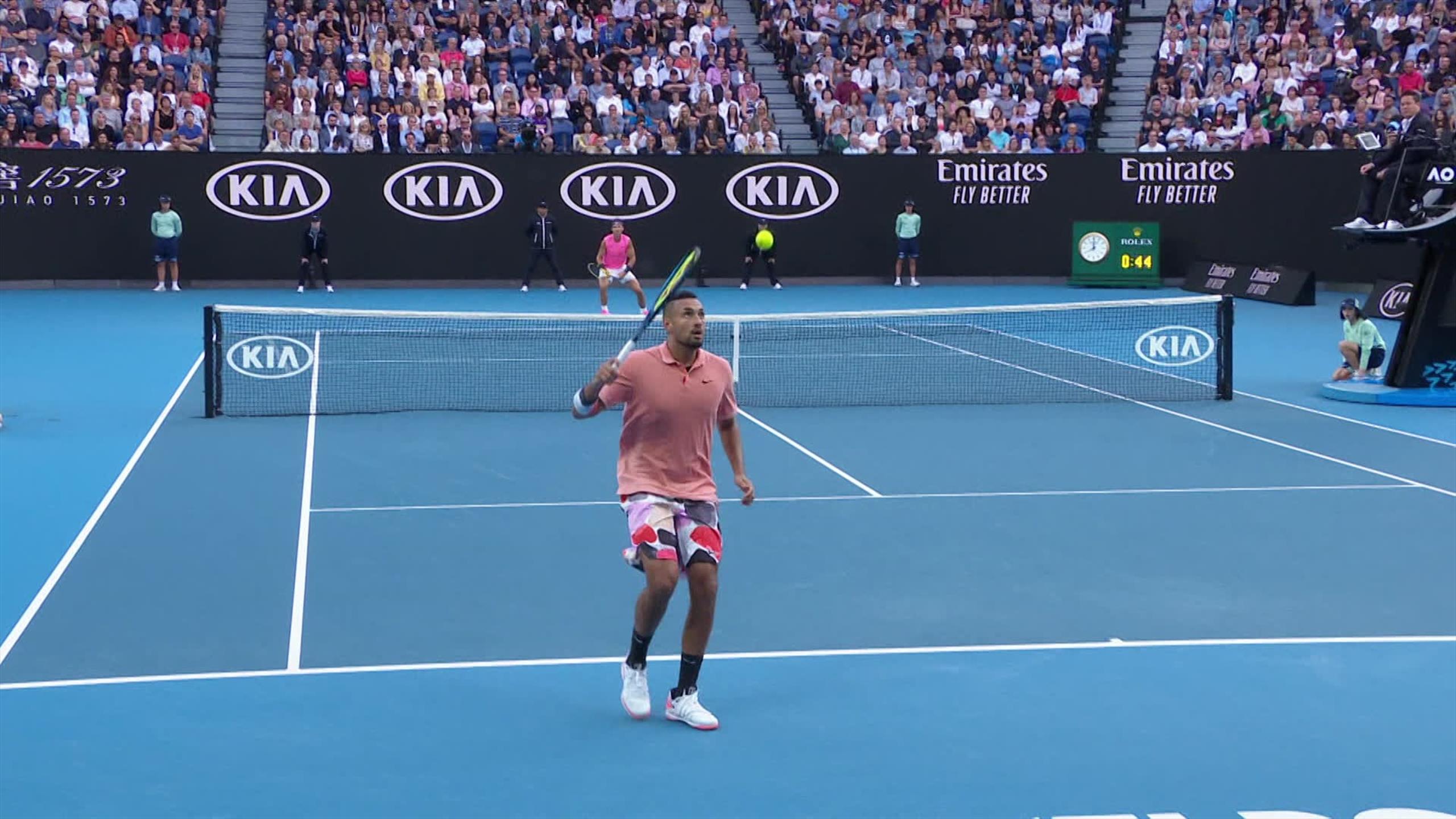 Australian Open 2020 video Nick Kyrgios plays tweener as he defends
