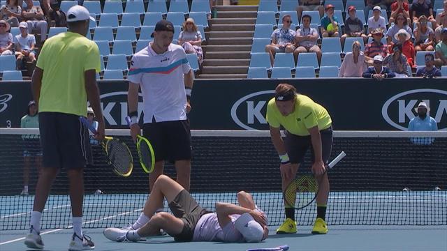 British doubles player Salisbury takes a ball to the face! British doubles player Salisbury takes a ball to the face!