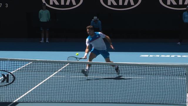 A cheeky drop shot from Wawrinka A cheeky drop shot from Wawrinka