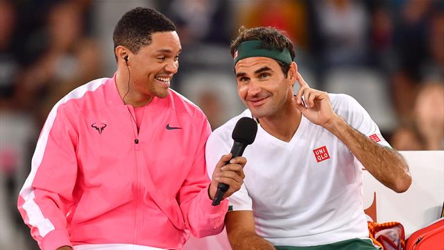 Trevor Noah imitates Nadal's serving habits... and Federer finds it hilarious Trevor Noah imitates Nadal's serving habits... and Federer finds it hilarious