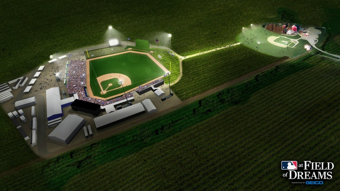 Le plan du "Field of Dreams", dans l'Iowa, pour le match entre les White Sox et les Yankees en août 2020.