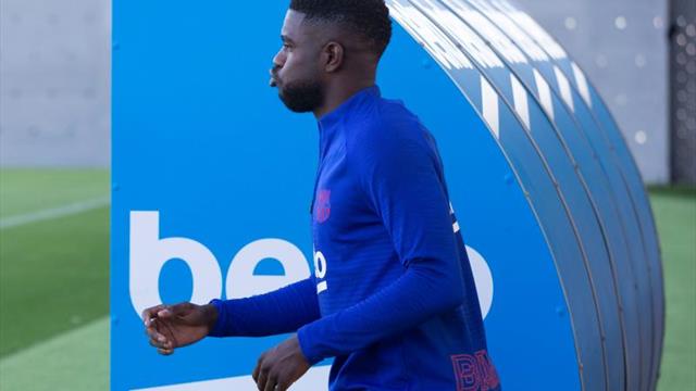 Umtiti se une al trabajo con sus compañeros, tras entrenarse ayer al margen