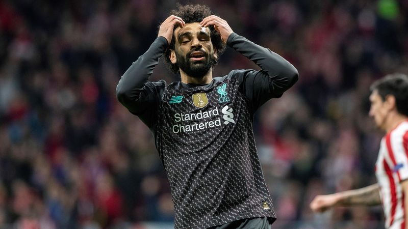 Salah se lamenta en el Atlético-Liverpool