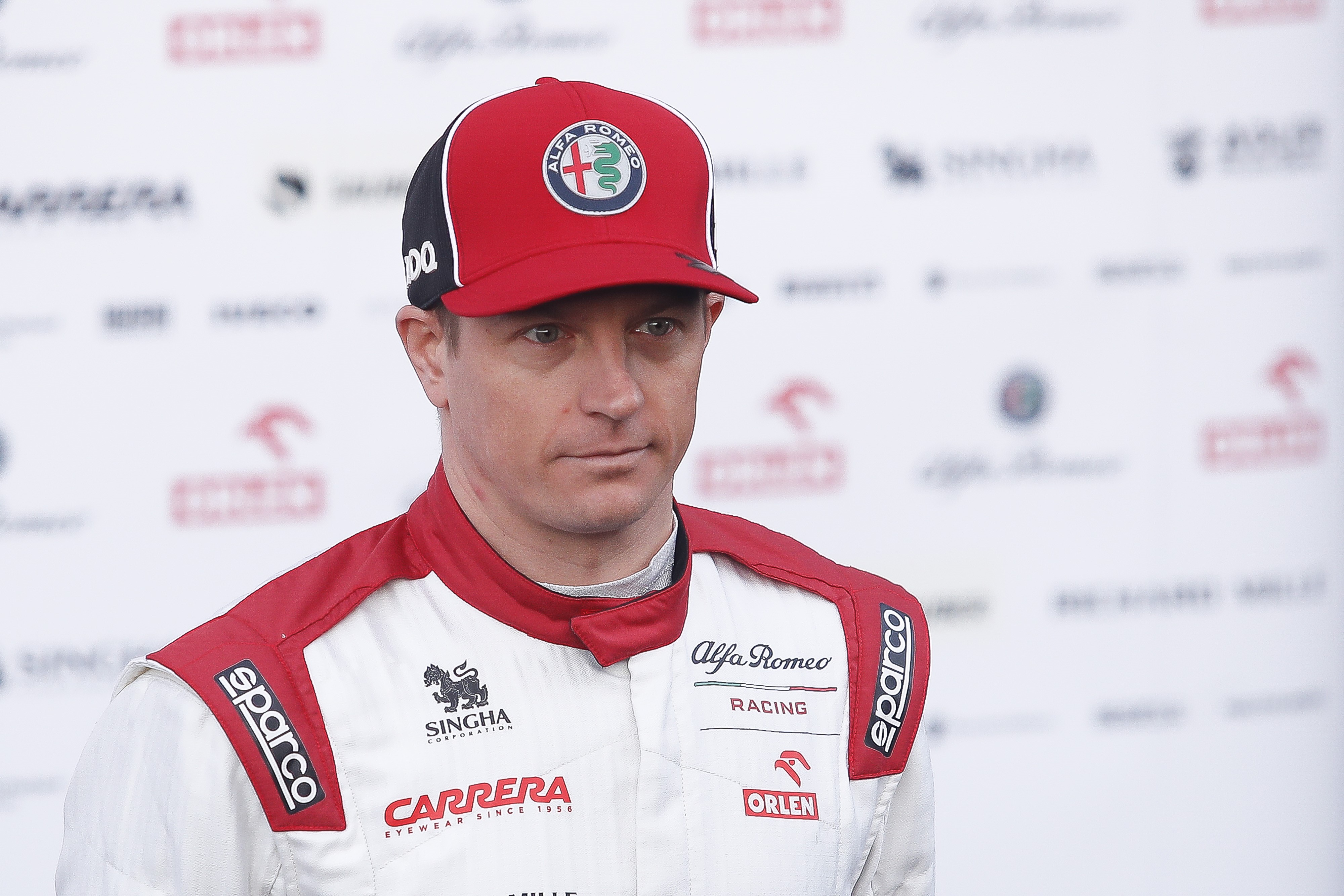 Kimi Raikkonen of Finland and Alfa Romeo Racing smiles during day one of Formula 1 Winter Testing at Circuit de Barcelona-Catalunya on February 19, 2020