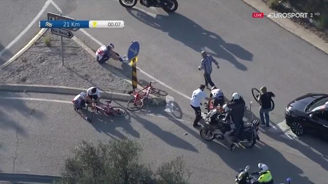 Vuelta al Algarve 2020: El grueso del Trek Sagafredo se fue al suelo a 21 kilómetros de meta Vuelta al Algarve 2020: El grueso del Trek Sagafredo se fue al suelo a 21 kilómetros de meta