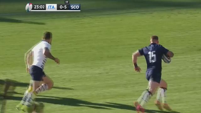 Stuart Hogg supersonico: è della Scozia la prima meta di giornata all'Olimpico Stuart Hogg supersonico: è della Scozia la prima meta di giornata all'Olimpico