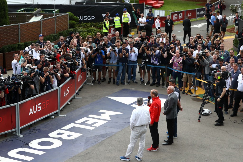 Australian Grand Prix Chairman Paul Little talks as a press conference is held outside the paddock after for the F1 Grand Prix of Australia was cancelled at Melbourne Grand Prix Circuit on March 13, 2020 in Melbourne, Australia. (Photo by Charles Coates/G