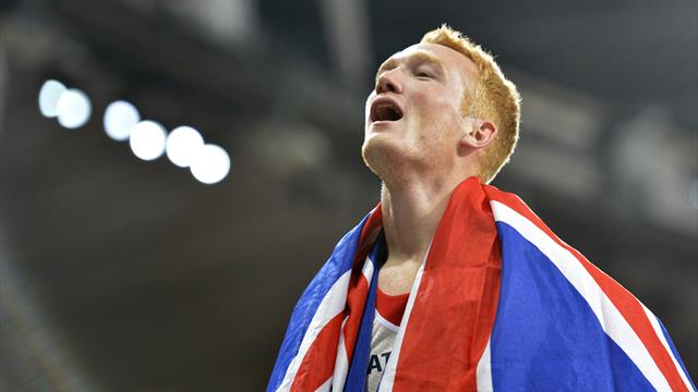 Greg Rutherford celebrates during Super Saturday Greg Rutherford celebrates during Super Saturday
