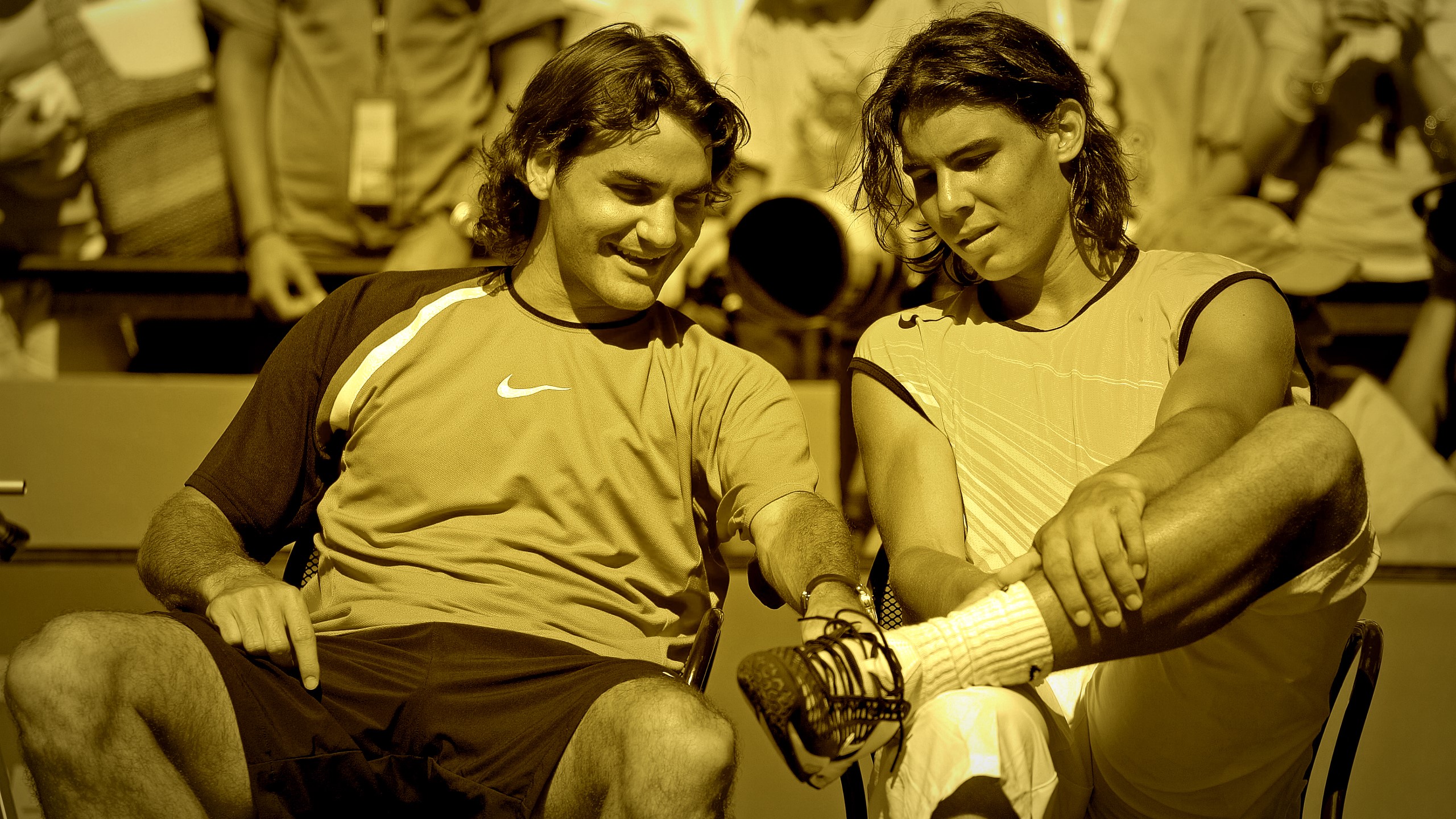 Roger Federer et Rafael Nadal en 2005 à Miami.