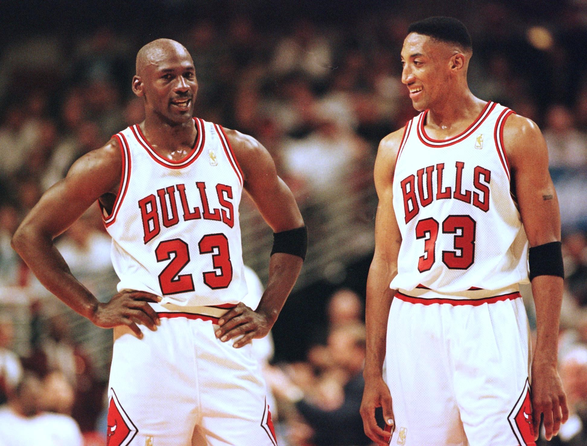 Michael Jordan et Scottie Pippen lors de la grande époque des Chicago Bulls.