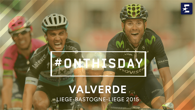 #OnThisDay Valverde beats out Alaphilippe in a sprint to win Liege-Bastogne-Liege #OnThisDay Valverde beats out Alaphilippe in a sprint to win Liege-Bastogne-Liege