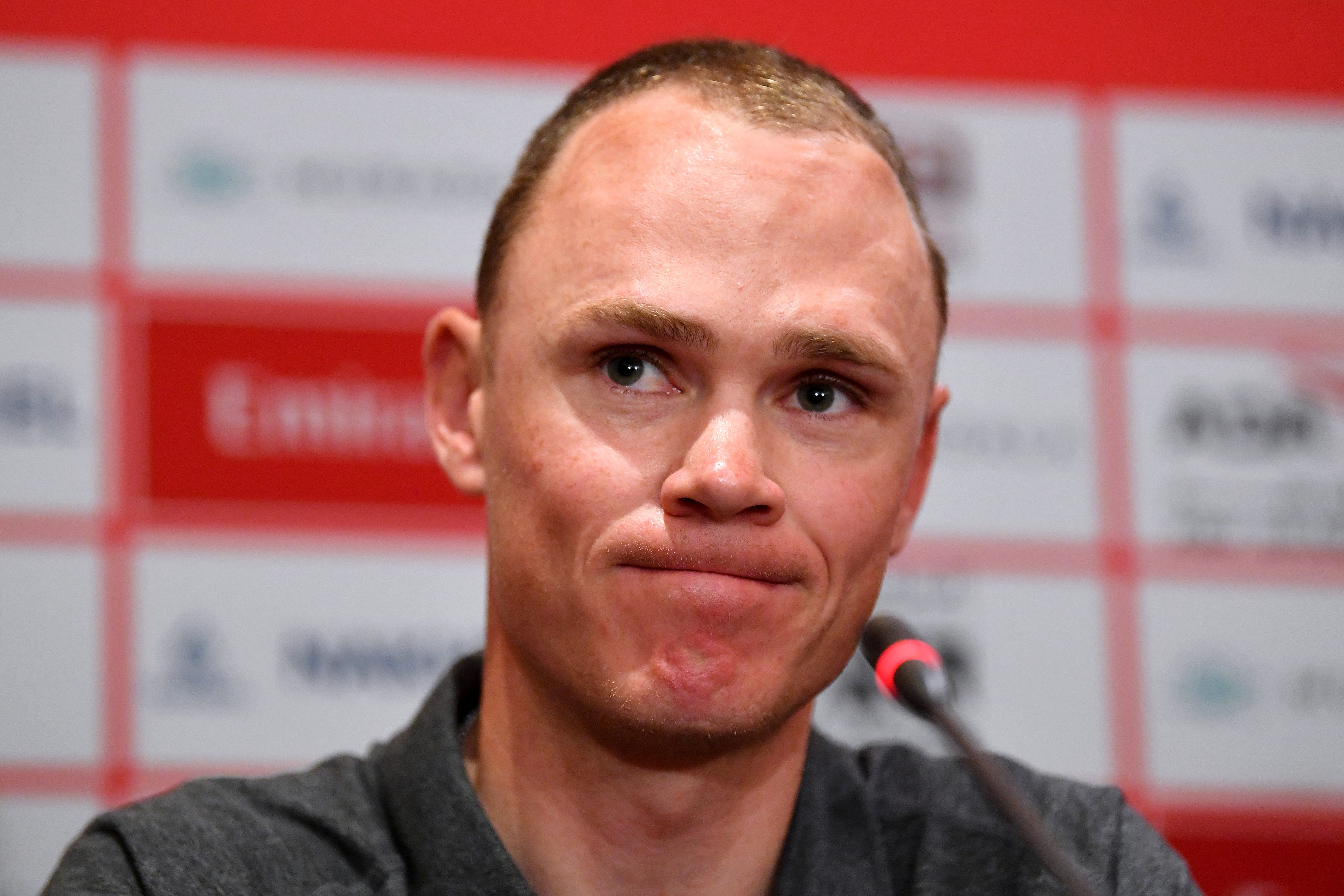 DUBAI, UNITED ARAB EMIRATES - FEBRUARY 22: Chris Froome of The United Kingdom and Team INEOS / during the 6th UAE Tour 2020 - Press Conference / #UAETour / @uae_tour / on February 22, 2020 in Dubai, United Arab Emirates. (Photo by Justin Setterfield/Getty