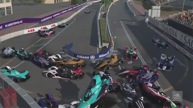 Chaos ensues as Formula E race start brings MASSIVE crash Chaos ensues as Formula E race start brings MASSIVE crash