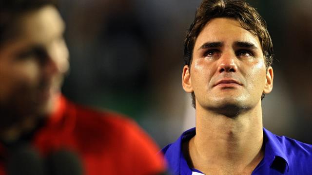 El llanto desconsolado de Federer en la ceremonia de premios del Open de Australia 2009 El llanto desconsolado de Federer en la ceremonia de premios del Open de Australia 2009
