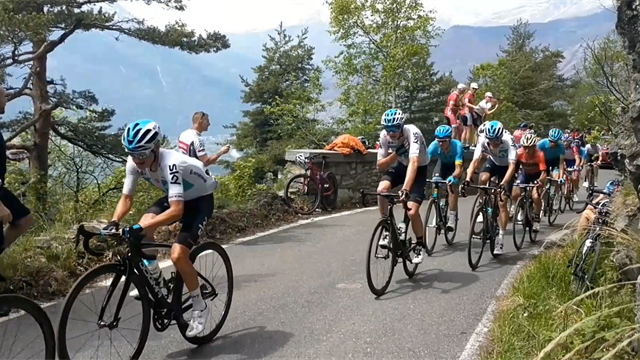 Roadside footage sees Chris Froome shout into radio as Finestre attack approaches Roadside footage sees Chris Froome shout into radio as Finestre attack approaches