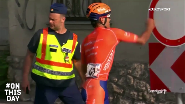 On This Day: Restrepo hurls bike and punches sign after crash On This Day: Restrepo hurls bike and punches sign after crash