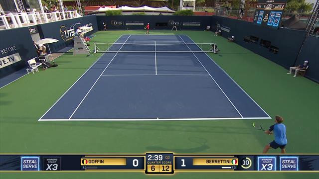 Ultimate Tennis Showdown: Volea perfecta a la esquina de Berrettini ante Goffin Ultimate Tennis Showdown: Volea perfecta a la esquina de Berrettini ante Goffin