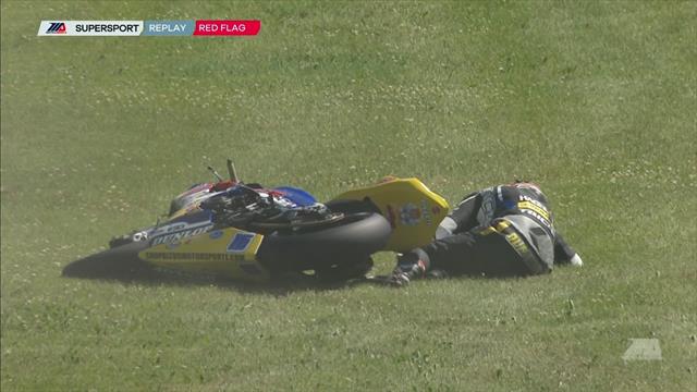 Nasty crash sees Kevin Olmedo’s arm caught in bike Nasty crash sees Kevin Olmedo’s arm caught in bike