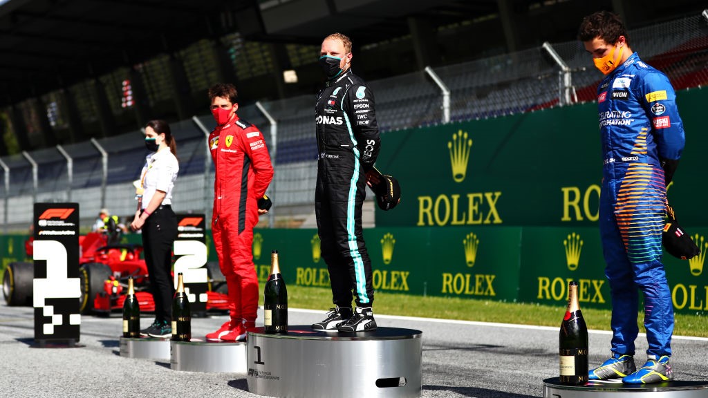 Ceremonia del podio en el GP de Austria