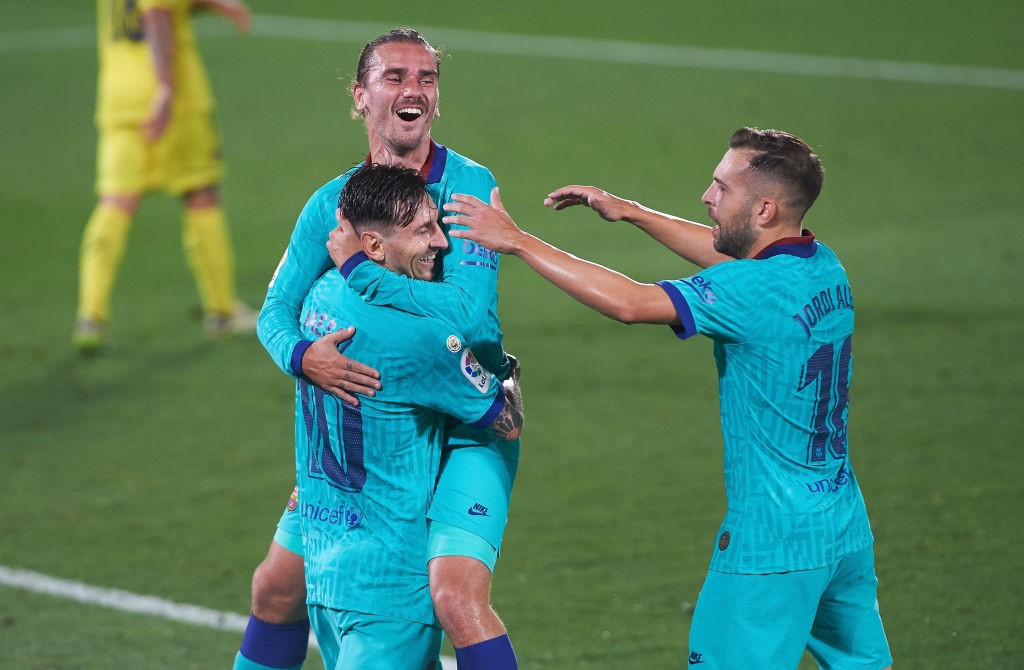 Antoine Griezmann, Lionel Messi et Jordi Alba