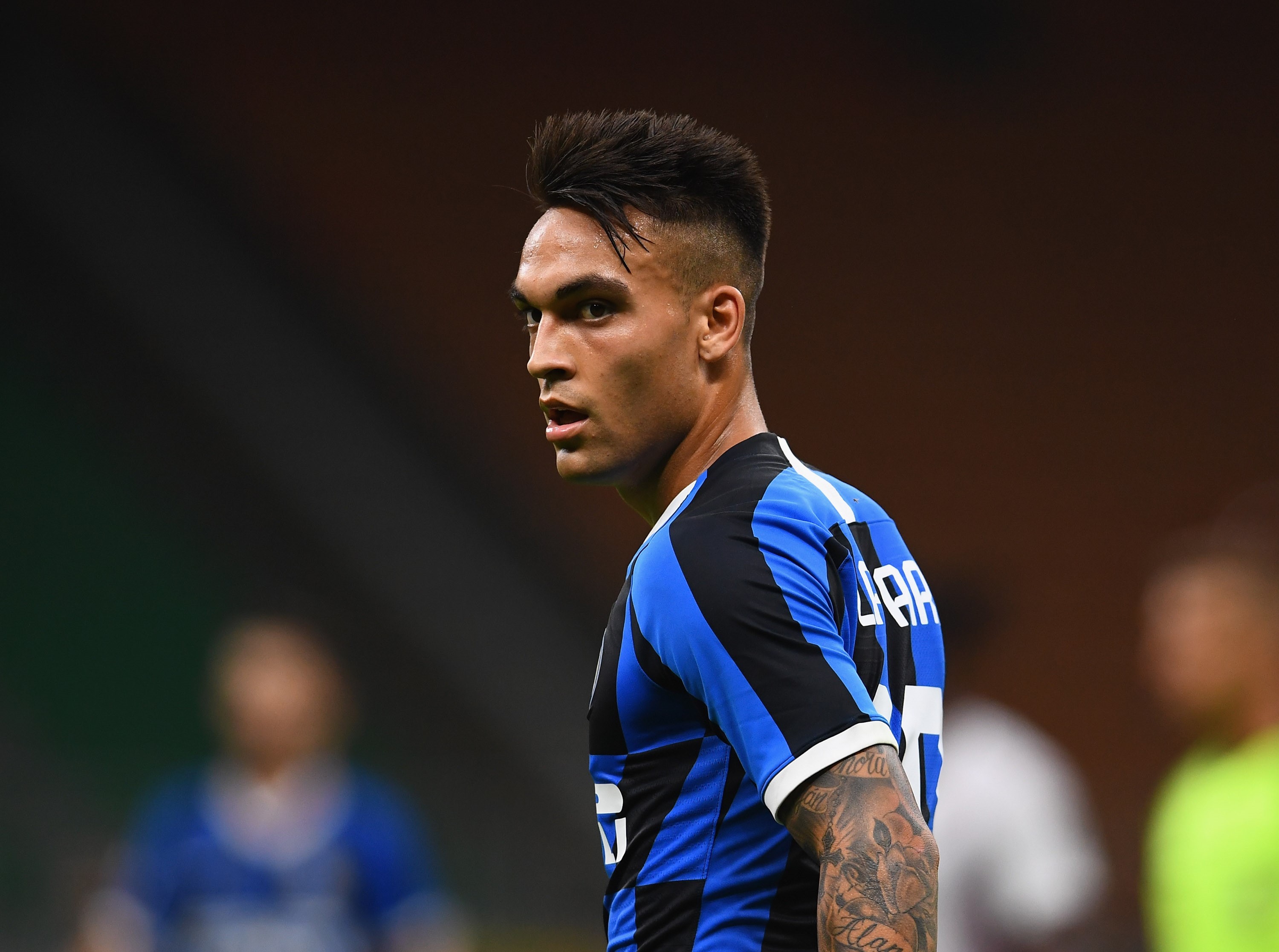 Lautaro Martinez of FC Internazionale in action during the Serie A match between FC Internazionale and Torino FC at Stadio Giuseppe Meazza on July 13, 2020 in Milan, Italy.