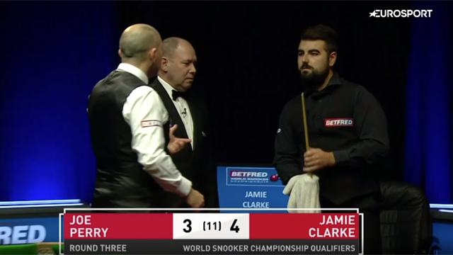 Watch the strange moment Joe Perry complains about opponent's towel in World Championship qualifier Watch the strange moment Joe Perry complains about opponent's towel in World Championship qualifier