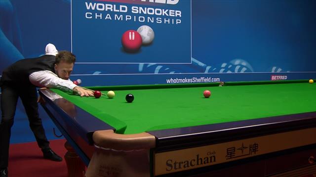 Judd Trump plays three exhibition shots, one right-handed at World Championship Judd Trump plays three exhibition shots, one right-handed at World Championship
