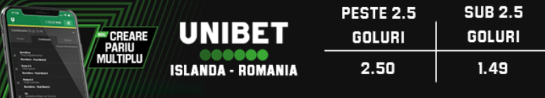 Islanda - România, cote la pariuri, sursa Unibet