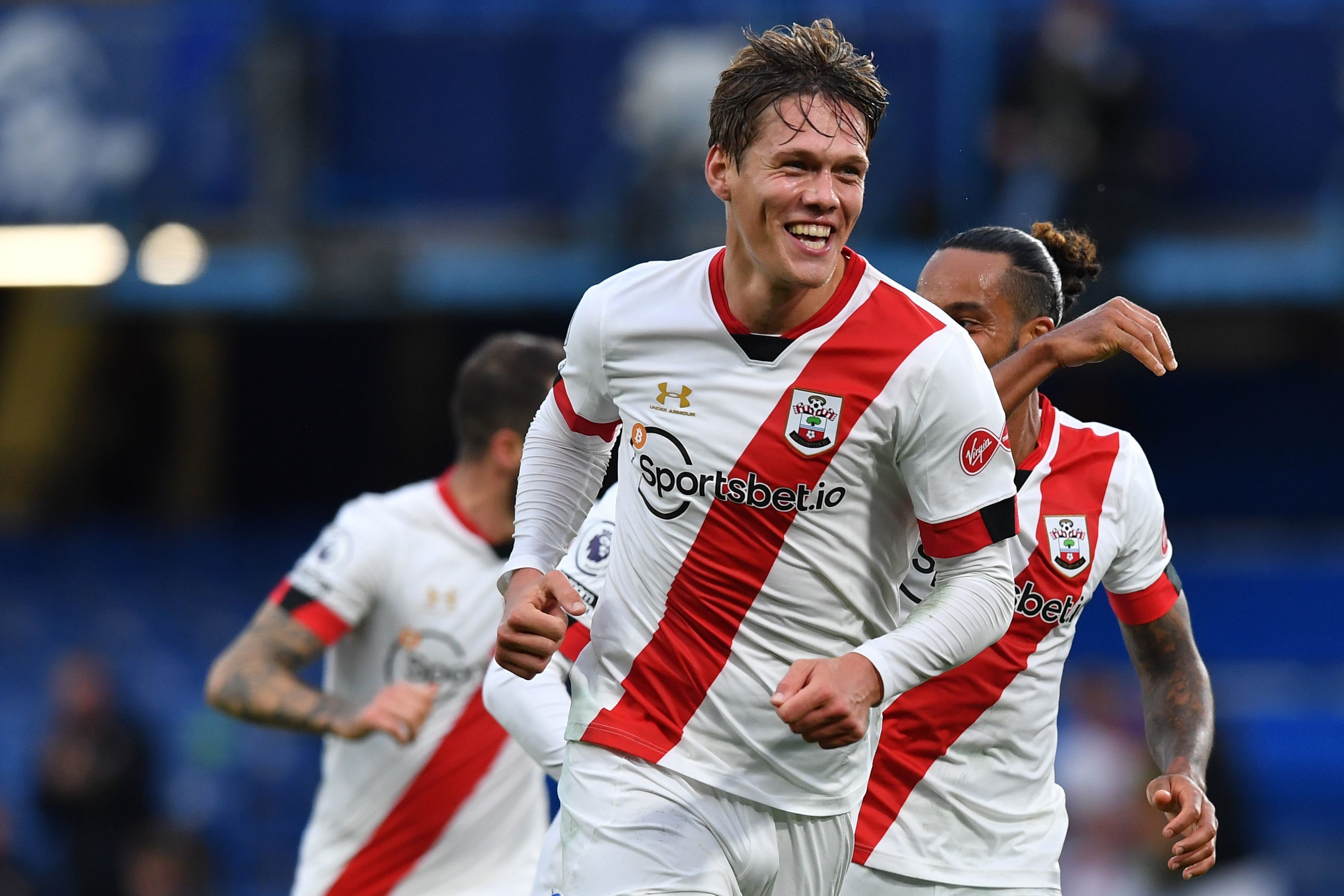 Southampton's Danish defender Jannik Vestergaard celebrates