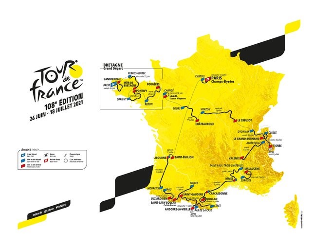 Cartina Francia - Tour de France 2021 - credit: site official TDF